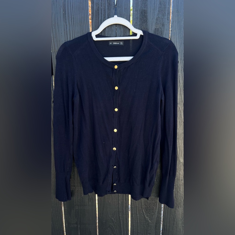 Zara Dark Blue Cardigan with Gold Buttons